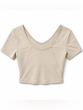 Lululemon Athletica Beige V-Neck Crop Top